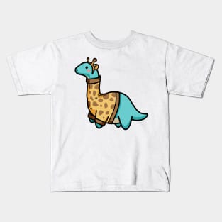 Cute Long Neck Dressed As Giraffe, Dinosaurus. Kids T-Shirt